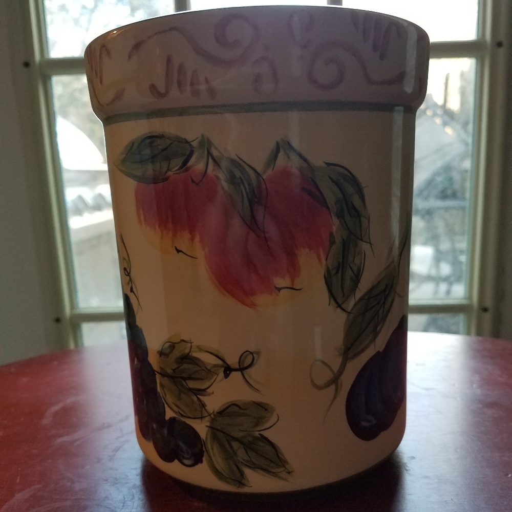 Ceramic Fruit Pattern Utensil Crock